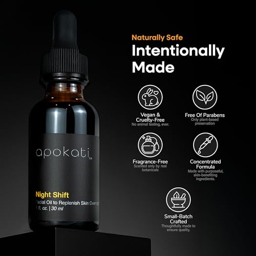 Night Shift Overnight Skin Therapy Face Oil with Tansy, Chamomile and Helichrysum ? Replenishing and Calming Formula for Nighttime Skincare, 30ml