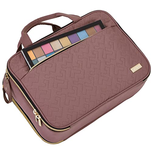 NISHEL Travel Makeup Bag Stand Up, Portable Cosmetic Organizer, Cosmetic Case for Travel-Size Toiletries, Rosewood-Pink