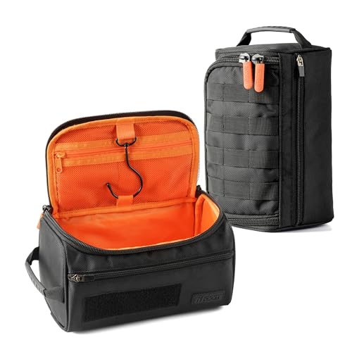 Fitdom Hanging Toiletry Bag Tactical Dopp Kit Case For Men. Perfect For Travel & Storage. Fits Large & Small Cosmetic, Clipper, Toothbrush, Shaving & Shower Care. Best Overnight Organizer