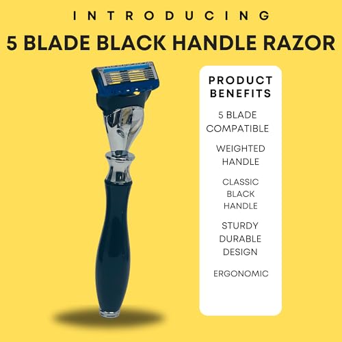 G.B.S Premium Shaving Set for Men ? Pure Badger Brush, Fusion Compatible 5-Blade Razor with Weighted Ebony Handle, Natural Shave Soap, Chrome Stand & Stainless Steel Bowl