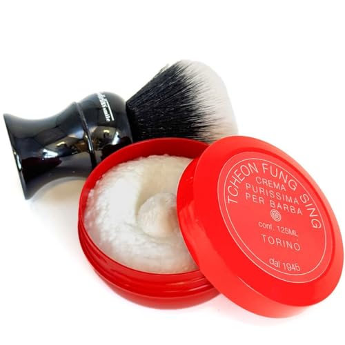 TFS Ciotola Rossa Semi Soft Shaving Soap, Classic Almond Scent 125ml (4.2 oz), Made in Torino Italy since 1945, Creates a Luxurious Lather, For use with a Shave Brush