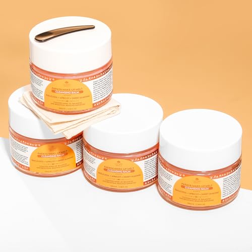 Nature Spell Papaya Cleansing Balm, Gently Removes Makeup & Hydrates Skin, Infused with Bakuchiol & Apricot, Vegan, For All Skin Types, 3.38 Fl Oz