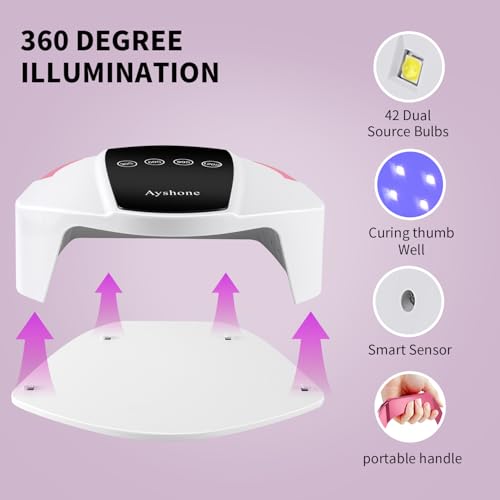 Rechargeable UV LED Nail Lamp,96W Cordless UV Light for Nail Dryer with 48 Lamp Beads,Auto Infrared Sensor and 4 Timers Nail Tools for Nail Polish (White)