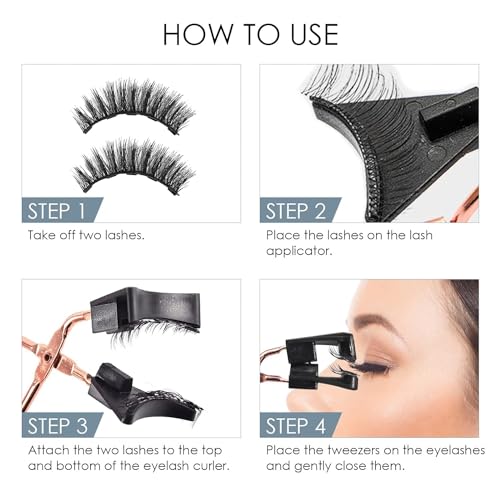 Magnetic Eyelashes, Waterproof Magnetic Eyelashes Kit - 4 Pairs Reusable, Natural False Lashes with No Glue or Eyeliner Needed, Ultra-Lightweight & Comfortable
