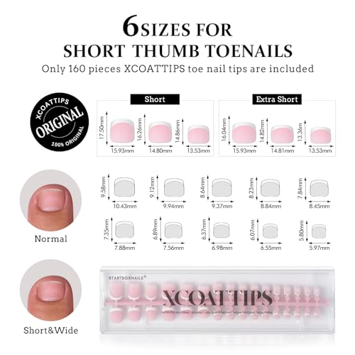btartboxnails Short French Tip Toenails - Builder Gel Top Coat Set