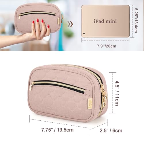 LUXJA Essential Oil Organizer -Holds 10 Bottles (5ml-15ml, Also Fits Roller Bottles), Travel Case for Essential Oils with Zipper Pockets (Bag Only),Pale Rose