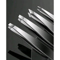 4-Piece Stainless Steel Tweezer Set - Tweezers for Eyebrows, Precision Tweezer Set for Women & Men - Ingrown Hair Tweezer, Long Lash & Eyelash Tweezers, Tweezers for Crafting (Silver)