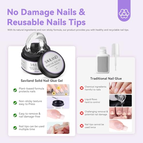 SAVILAND All-in-one Beginner Gel Nail Kit with 30g Solid Glue Gel