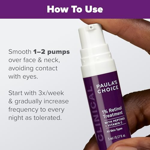 Paula's Choice CLINICAL 1% Retinol Face Treatment with Peptides, Vitamin C & Licorice Extract, Anti-Aging Skin Care Serum, Fine Lines & Wrinkles, Fragrance Free