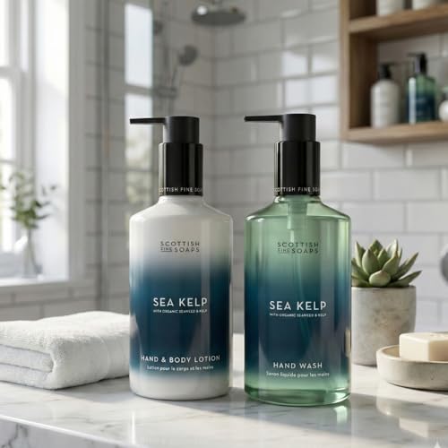 Scottish Fine Soaps Sea Kelp Collection Hand Care Set with Organic Seaweed, Marine Spa Fragrance, Recyclable Packaging