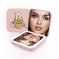 Impressions Vanity Winnie The Pooh Hunny LED Compact Top Mirror with 2X Magnified, Winnie The Pooh Artwork Travel Mirror with Touch Switch LED Lighting and Adjustable Brightness