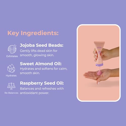 Evre Time To Shine Raspberry & Almond Teen Face Scrub, Gently Exfoliates & Smooths, Natural, Cruelty-Free & Palm-Free, Great for Sensitive Skin, 3.4 Fl Oz