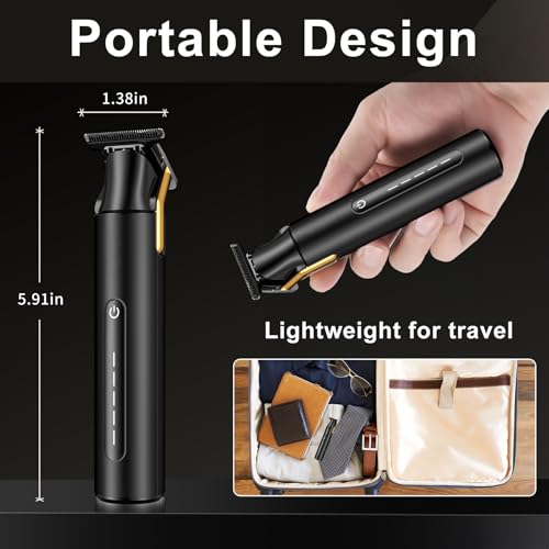 Hair Trimmer for Men,Professional Barber Trimmer,Cordless T-Blade Hair Clippers Precision Edgers T Liners Rechargeable Beard Trimmer,Waterproof Haircut kit,Long-Lasting Battery