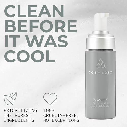 COSMEDIX Clarify Salicylic Acid Foaming Face Wash ? Gentle Exfoliating Cleanser for Sensitive & Blemish-Prone Skin ? Aloe Vera Formula for Glowing, Balanced Skin ? 145 ml / 5 fl oz
