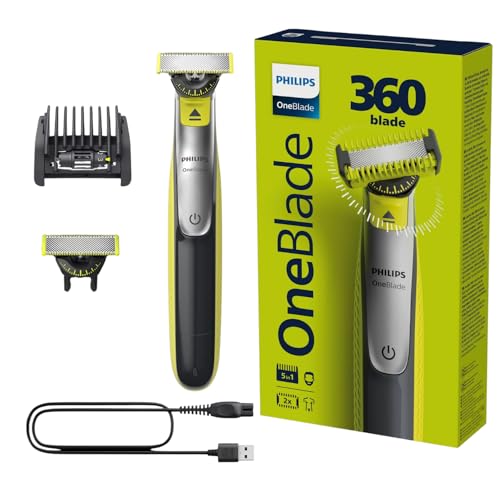 PHILIPS Shaver OneBlade 360 Face, Hybrid Electric Beard Trimmer and Shaver with 5-in-1 Face Stubble CombQP2730 20 (QP2730/20)