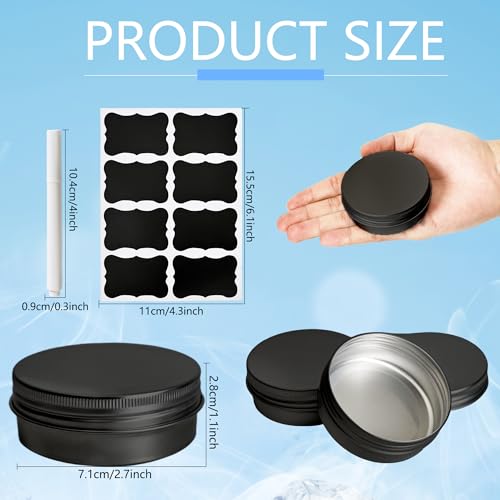 120 Pack Round Aluminum Tin with Screw Lid 2 oz Round Metal Cans Containers Empty Balm Storage Jars DIY Refillable Tin with 6 Markers 15 Sheets Stickers for Candle Salve Cosmetic Spices (Color Set 2)