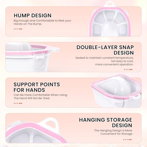 Hand Toe Nail Soaking Bowl: 12PCS Large Size Hand & Foot Nail Soak Off Bowl for Nail Lovers - Acetone Proof Toe Soaking Tray with Manciure Pedicure Tools for Dip Powder Gel Polish Remover(Pink, Clear)