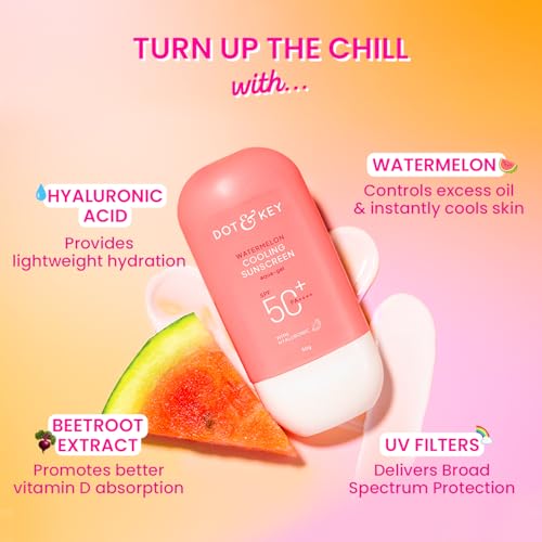 Dot & Key Watermelon Sunscreen SPF 50 PA++++ with Hyaluronic Acid, Broad Spectrum, 1.76 oz (50 g)