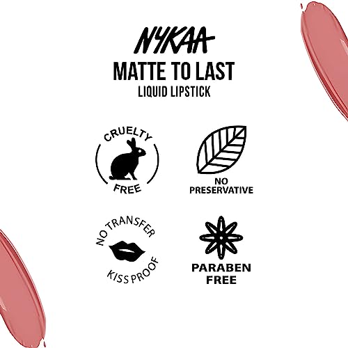Nykaa Cosmetics Matte to Last Transfer Proof Liquid Lipstick - Lip Makeup with Intense Color Payoff - Long Lasting Lip Product - 01 Bombae - 0.16 oz