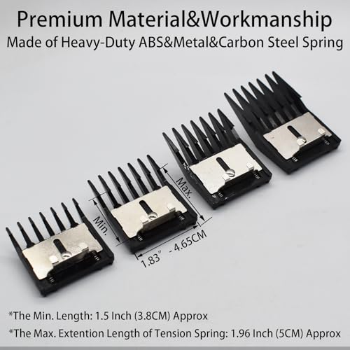 4 Pieces Professional A5-Style Animal Clipper Attachment Guard Guide Cutting Combs Set 76926-900, 1/8", 1/4", 3/8", 1/2", Compatible with Oster Classic 76 A5 Andis AG BG Wahl KM Pet Groomers (Black)