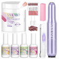 SAVILAND Clear Dip Powder Nail Kit with Electric Nail Drill: 60g/2.1oz Clear Dipping Powder for Nails with Dip Nail Liquid Set Base Activator and Top Coat Brush Saver Builder Repair Kit Home Manicure