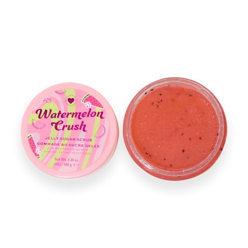 I Heart Revolution Watermelon Crush Sugar Scrub, Coconut Oil-Based Body Scrub, With Chia Seeds, Skin Exfoliator, Cruelty-Free & Vegan, 6.34 oz
