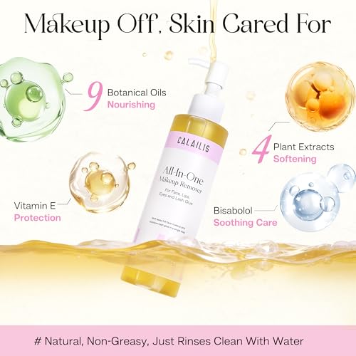 CALAILIS Eye Makeup Remover & Cleanser Oil for Sensitive Eyes and Skin, Gentle & Non-Greasy Makeup Remover for Heavy and Waterproof Eye Make-Up, 200ML