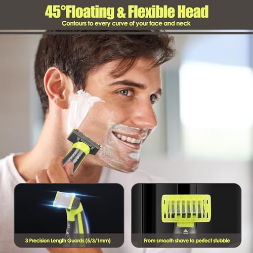 Beard Trimmer for Men, Rechargeable Mens Grooming Kit Washable Mens Electric Razors for Shaving Face, Beard, Mustache Trimmer and Hair Clippers, Double Sided Tooth Razors Face Trimmer for Men