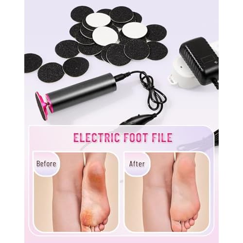 DERMAWAVE Electric Callus Remover for Feet? FSA Eligible, Professional Pedicure Tool with 60 Sandpaper Discs & Speed Controller for Men & Women ? Aluminum Foot File Sander Grinder for Dead Skin