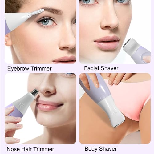 Electric Razors for Women, Bikini Trimmer for Women, Multifunction 5 in 1 Lady Shaver Kit for Face Nose Eyebrow Arms Armpit Legs Pubic Area
