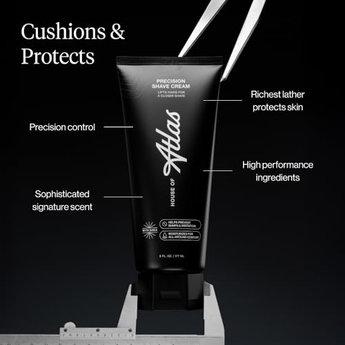 Precision Shave Cream for Men, Rich Lather, Smooth, Close & Gentle Shave, With Oat & Aloe to Soothe Skin, Signature Woody Fig-Leather Scent, Vegan & Dermatologist-Tested, 6 Fl. Oz