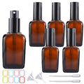 6Pcs 50ml Square Amber Glass Spray Bottles for Essential Oils 1.7oz Empty Small Fine Mist Spray Bottle,for perfume Liquids Travel Container (Amber, 50ML)