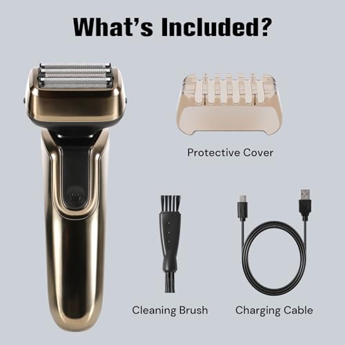 YHC Electric Razor for Men - 4-Blade Electric Foil Shaver with Pop-Up Trimmer, Waterproof, Wet & Dry Use, Cordless & Rechargeable