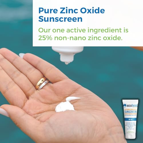 Waxhead Non-Nano Zinc Oxide Sunscreen, EWG Sunscreen with Zinc Oxide for Face & Body, Mineral Natural Non-Toxic Pure Sunblock, Biodegradable Cream Lotion Sun Block, Tattoo, Eczema Vitamin D + E (4oz)