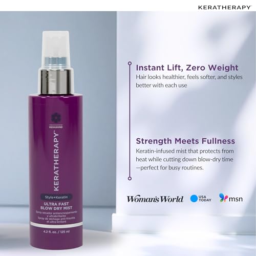 Ultra Fast Blow Dry Mist Perfect Blowout for Hair, 4.2 fl. oz., 125 ml ? Keratin Infused Blow Dry Spray for Styling & Frizz-free Styling