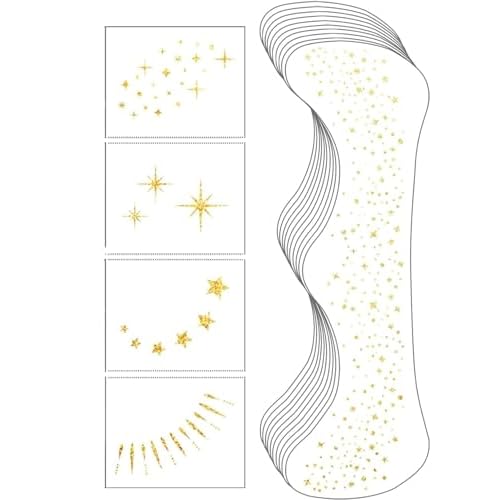 20 Pcs Gold Face Makeup Patches,Glitter Freckles,Sparkle Makeup£¬ Freckles Face Tattoo,Waterproof Face Glitter Patches for Helloween£¬Suitable for Helloween£¬ Christmas (Gold)