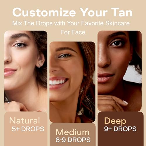 Self Tanning Drops Kit with Mixing Palette ? Made in Korea with Natural Ingredients, Aloe Leaf Juice & Hyaluronic Complex Face & Body Non-Toxic, Fragrance-Free, Sunless Bronzing Glow - Pink