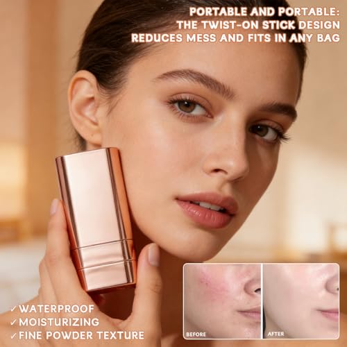 Luminous Dual-Ended Concealer Foundation Stick with Brush, 3-in-1 Foundation Stick, Lightweight Full Coverage, Brightening & Long-Lasting for All Skin Types, 2-Pack (Natural)