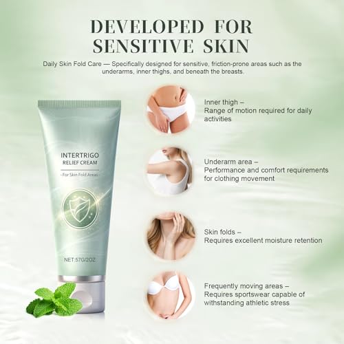 New Intertrigo Cream,Professional Intertrigo Relief Cream, Skin Fold Care & Chafing Support Cream With Zinc Oxide & Undecylenic Acid Helps Soothe Irritated Skin, Moisture & Friction Control (2PCS)