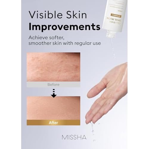 MISSHA Cell Renew Snail Mucin Vitamin C Toner 5.07 Fl oz - Korean Skincare Facial Toner for Glass Skin, 90% Snail Mucin Vita Complex, Deep Hydration, Improves Skin Texture, Paraben Free
