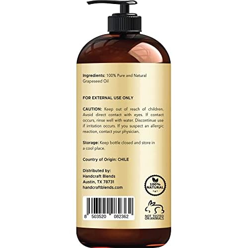 Handcraft Blends Satin Skin Set: Sweet Almond Oil and Grapeseed Oil ? (2 x 16 Fl Oz) ? 100% Pure & Natural ? Premium Carrier Oils for Massage and Daily Hydration