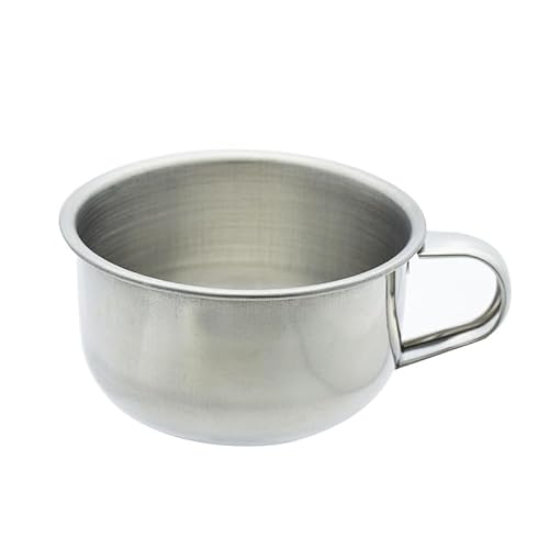 lasenersm 1 Piece Stainless Steel Shaving Soap Bowl with Handle Shaving Soap Mug Bowl Shaving Bowl Shaving Foam Bowl Shaving Cream Bowl For Men, 3.46 x 1.97 Inches, Silver