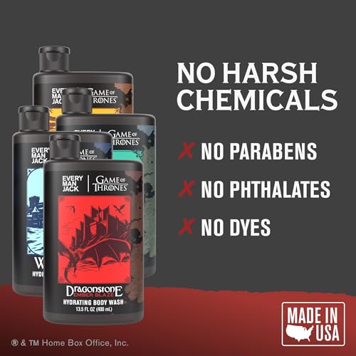 Every Man Jack Game of Thrones Collectors Body Wash Gift Set - Includes 4 Body Washes with Clean Ingredients & Westeros Inspired Scents