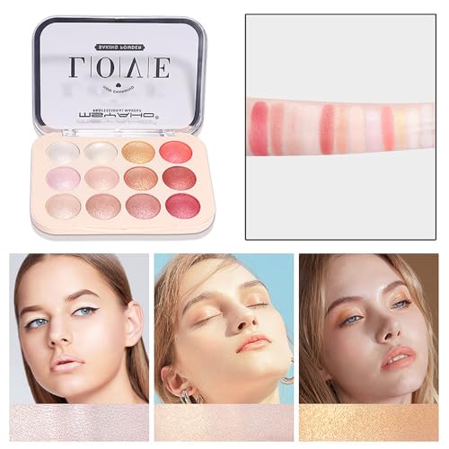 Baked Face & Eye Palette All in One, Highlighter Blush Contour & Eyeshadow, Silky Smooth Blendable Powder, Natural Low Saturation Shades, Waterproof Long-Lasting Makeup Palette for Daily Use-C01