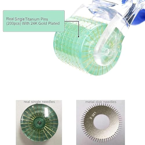 Koi Beauty Professional Derma Roller, 200 Real Individual Titanium Microneedle Roller, Microneedling Roller for Face Body Scalp, Micro Needle Beauty Tool for Men Women