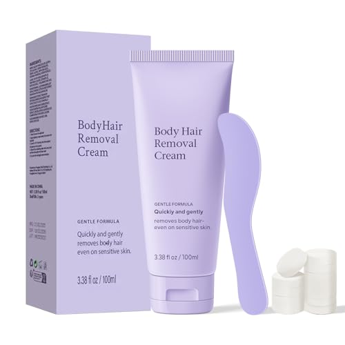 Facial Hair Removal Cream for Women, Body Hair Removal Cream with Spatula Applicator and 10Pcs Compressed Towel for Legs, Arms, Underarms and Bikini Line, Gentle Skincare, 1 Pack 3.38 Fl Oz