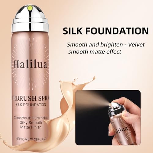 Airbrush Foundation Spray with Brush - Full Coverage Magic Minerals Airbrush Foundation for Smooth Radiant Finish, Hydrating Makeup for a Flawless, Natural Finish, Breathable (Nude)