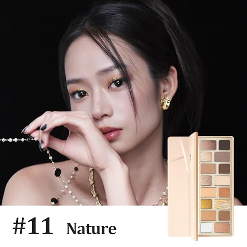 16-Color Golden Dune Eyeshadow Palette | Creamy Matte, Shimmer & Marbled Gold Shades | Vegan, Cruelty-Free, Long-Lasting Pigments | Perfect for Everyday Makeup & Desert-Inspired Glam (Nature)