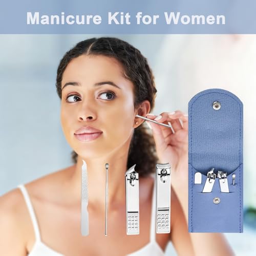 24 Sets Travel Manicure Set Professional Nail Clipper Kit Bulk,4 in 1 Adult Stainless Steel Travel Manicure Kit with Case Individually Wrapped Nail Clippers Bulk for Homeless,Hotel,Charity(4 Colors)