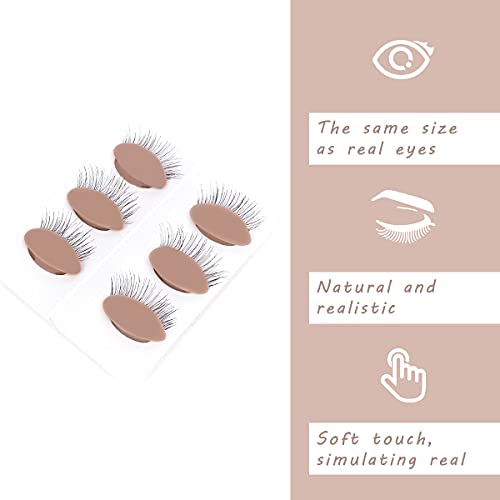 6 pairs of replaceable eyelids (2 boxes), MAIZOA Eyelash Replacement Eyelids,used for eyelash training and practice makeup eyelash extension (Wheat color)